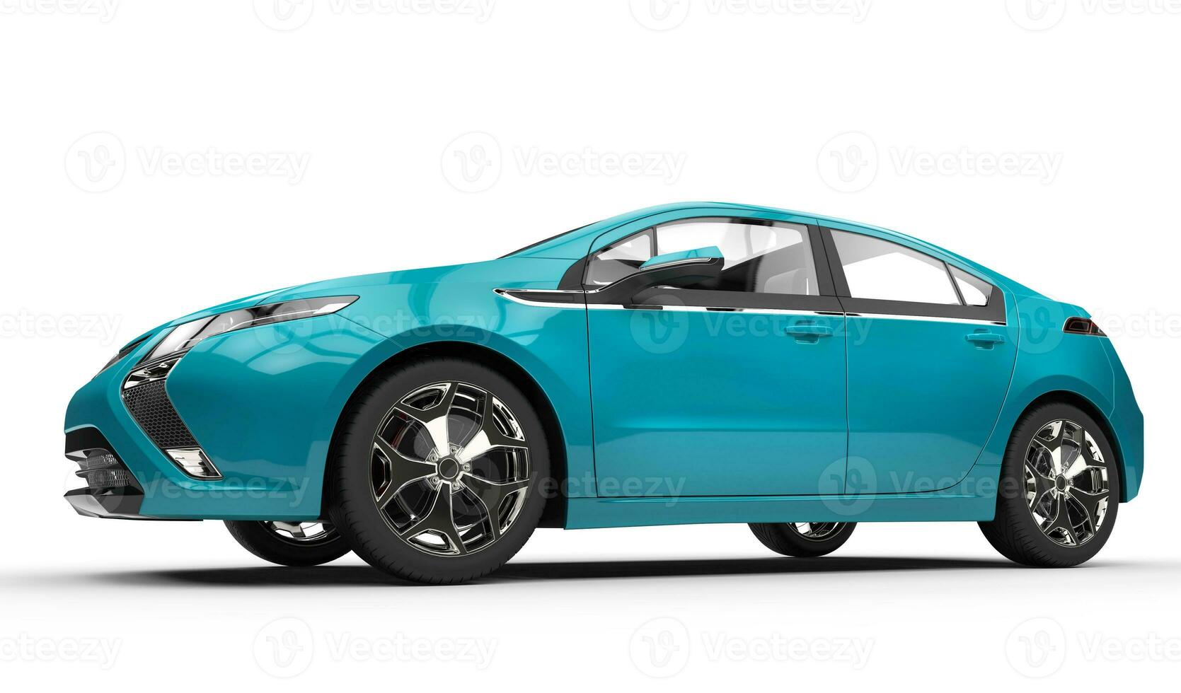 Blue Electric Car Side View photo