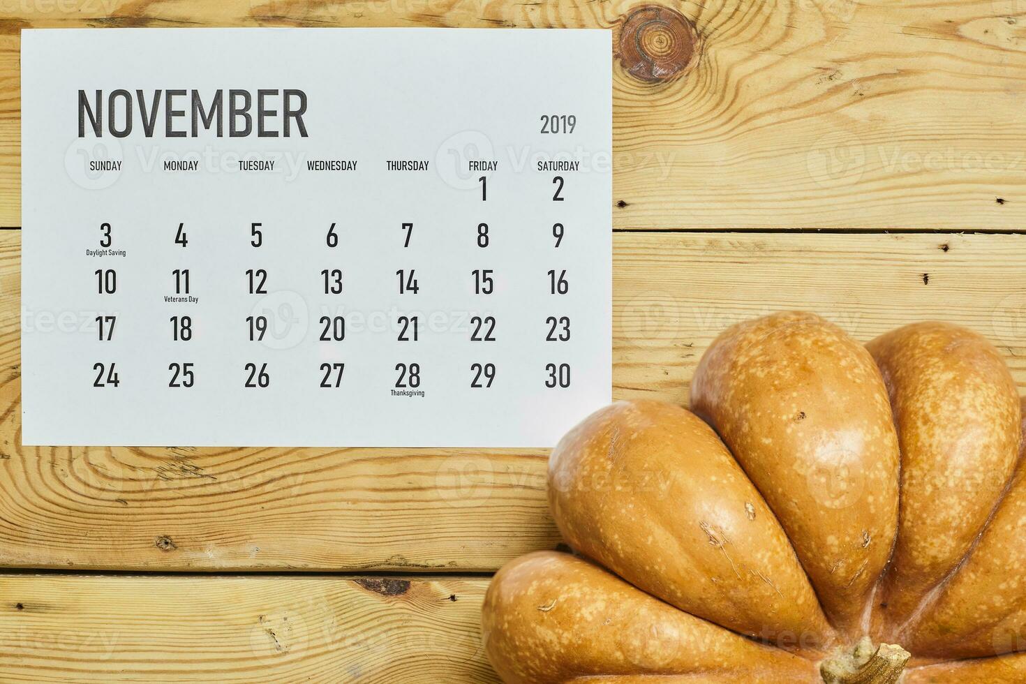 November 2020 monthly calendar on wood photo