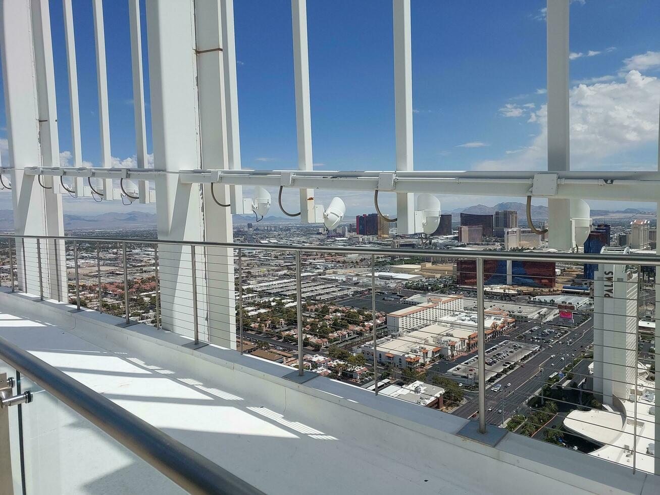 LAS VEGAS, NEVADA - 10.08.2023 View of Las Vegas hotel resorts and casinos from the rooftop of Las Vegas Palms place penthouse. More than 40 million people visit Las Vegas every year. photo