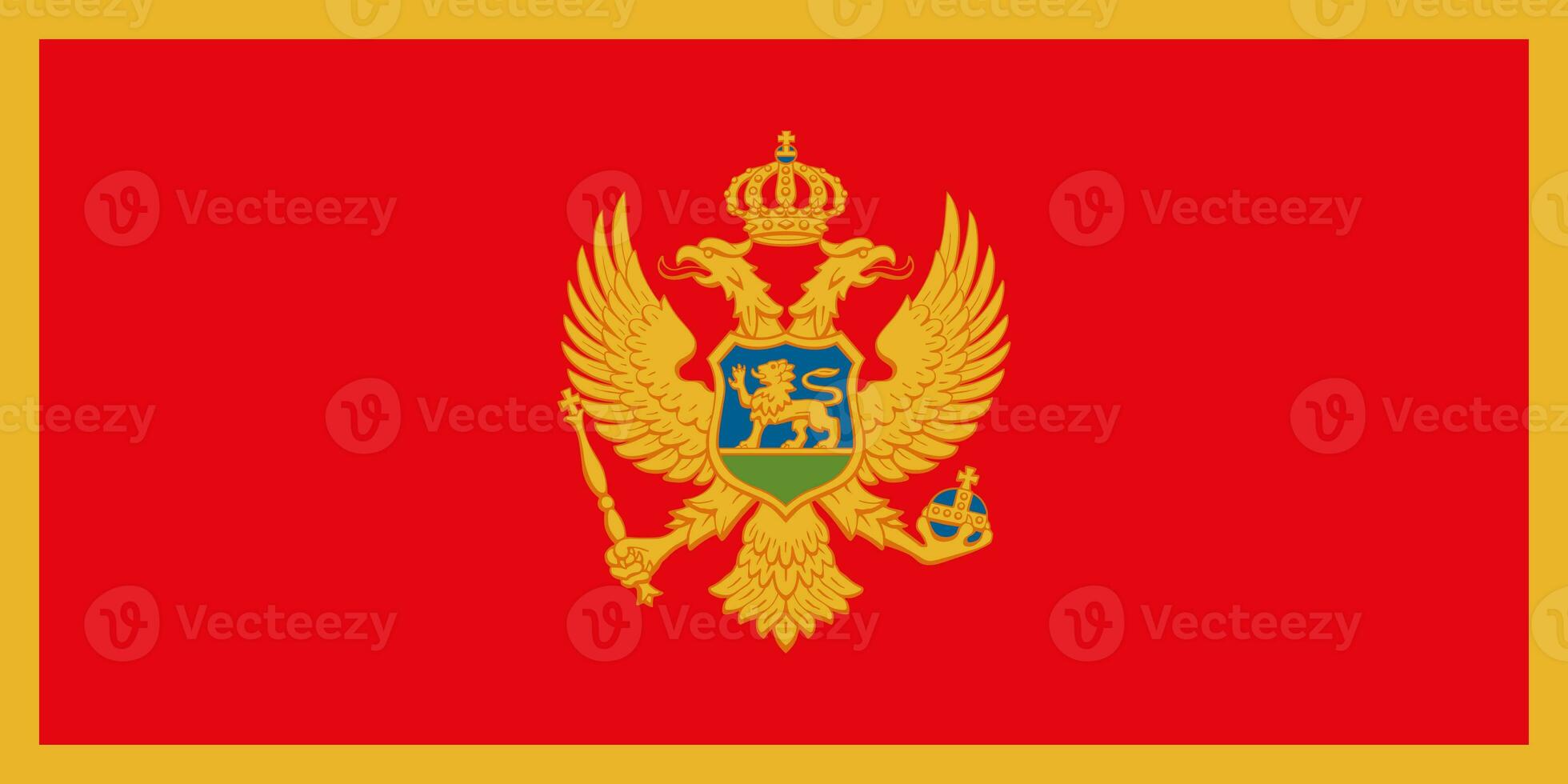 The official current flag of Montenegro. State flag of Montenegro. Illustration. photo