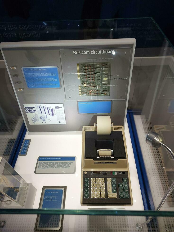 San Jose, California, USA - 09.11.2023 Intel Museum of the Robert Noyce Building at the Intel Corporation in Santa Clara, California. Exhibits of technology in the museum. photo
