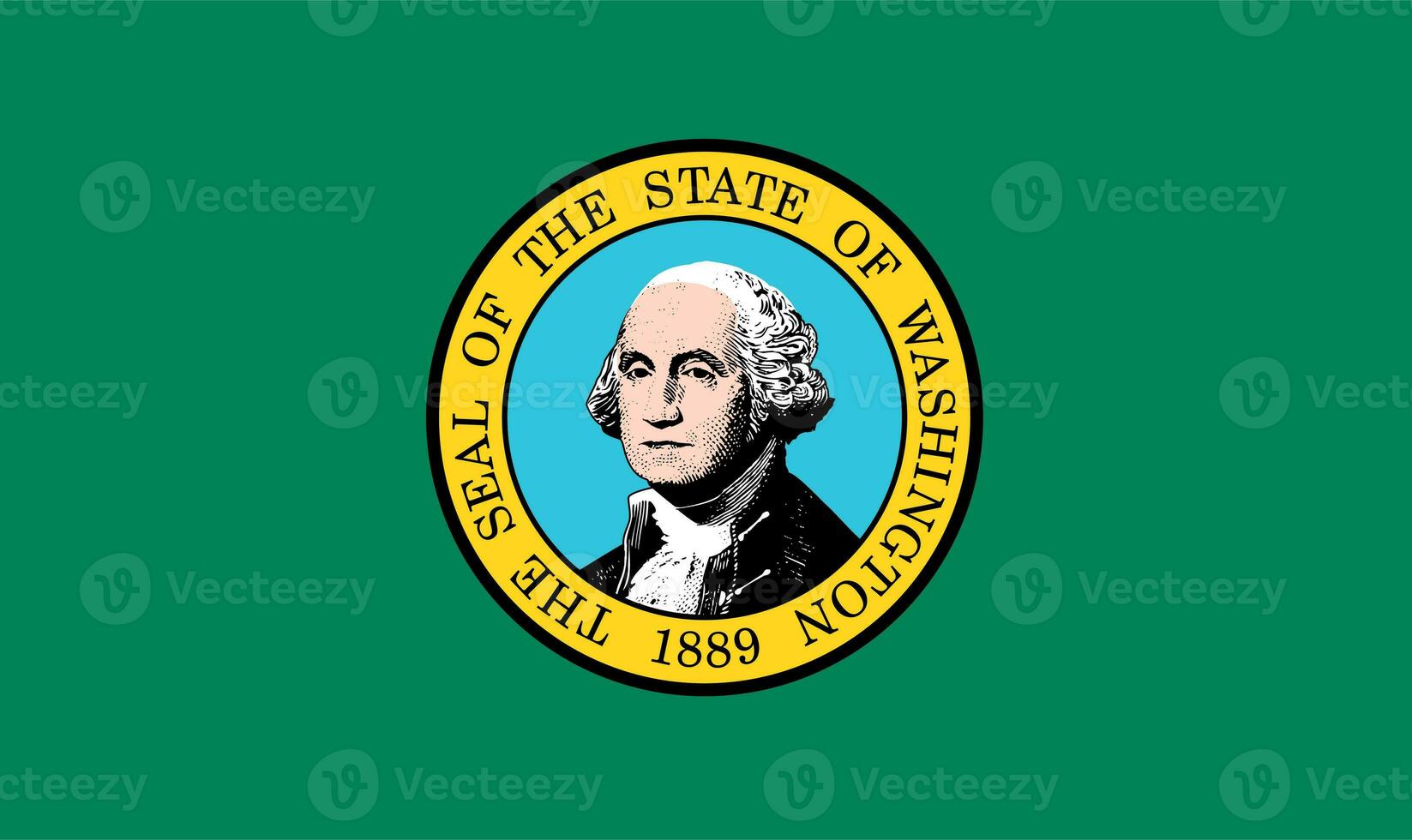 The official current flag of US state of Washington. State flag of Washington. Illustration. photo