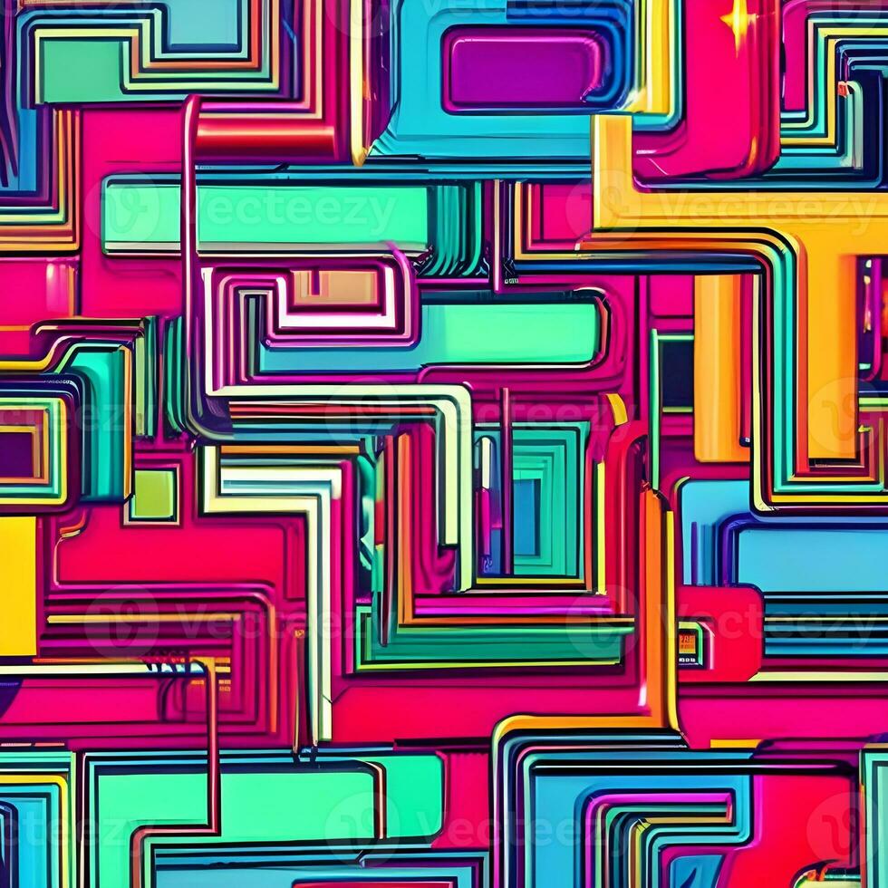 Abstract background in cyberpunk style. Geometric pattern in modern style. The image was created using generative AI. photo