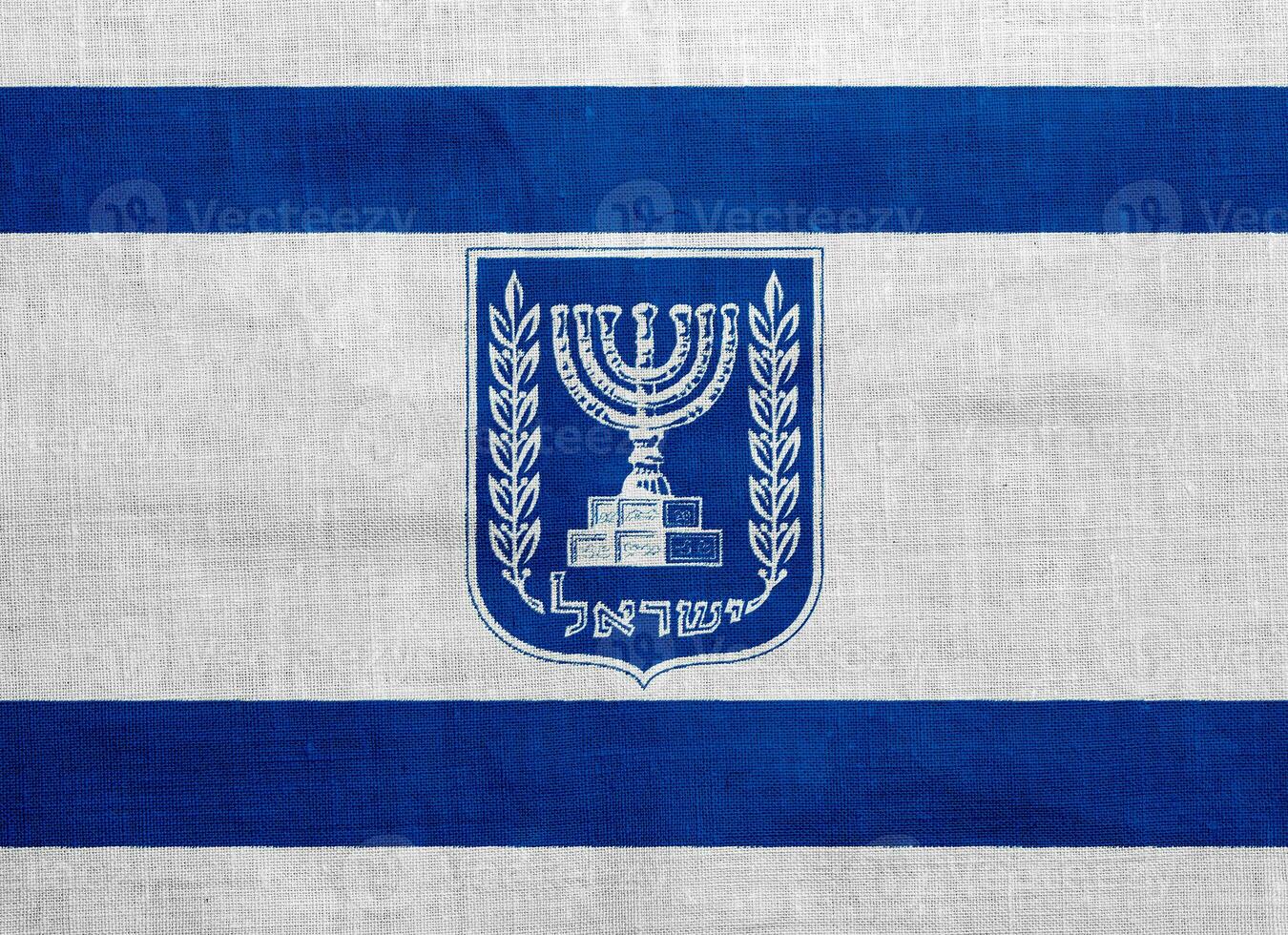 Flag and coat of arms of Israel on a textured background. Concept collage. photo