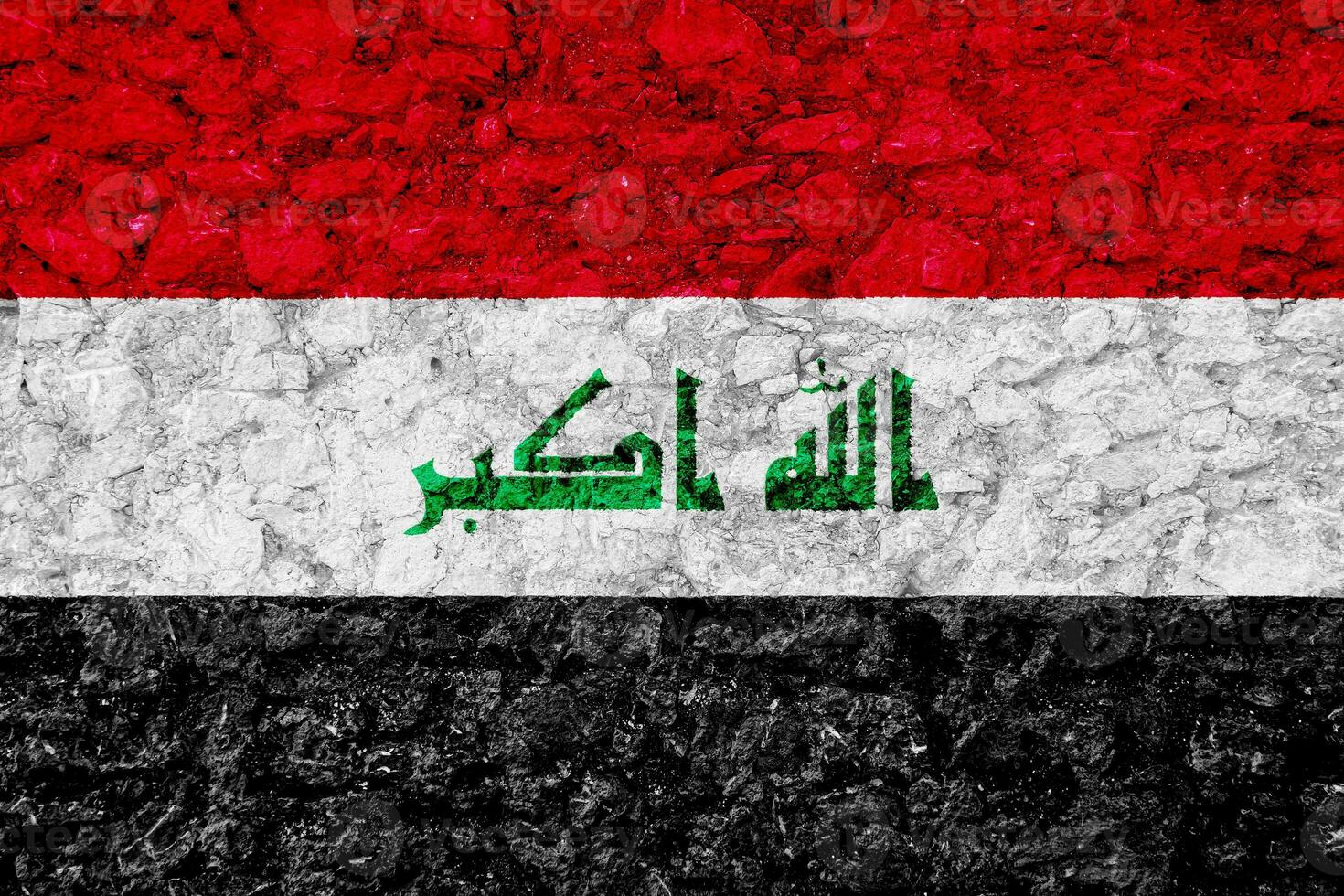 Flag of Republic of Iraq on a textured background. Concept collage. photo