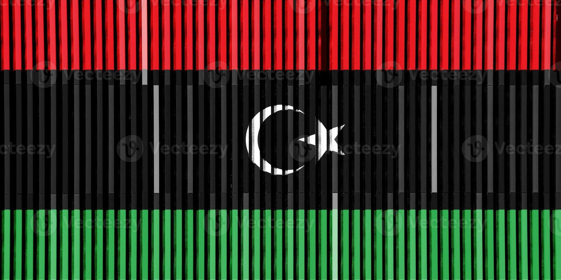 Flag of State of Libya on a textured background. Concept collage. photo