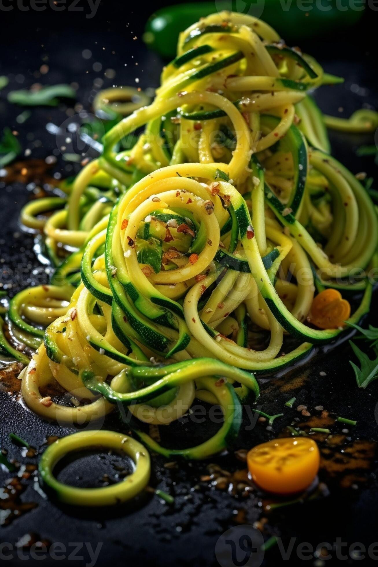 Pasta tagliatelle with zucchini, Generative AI 31179392 Stock Photo at