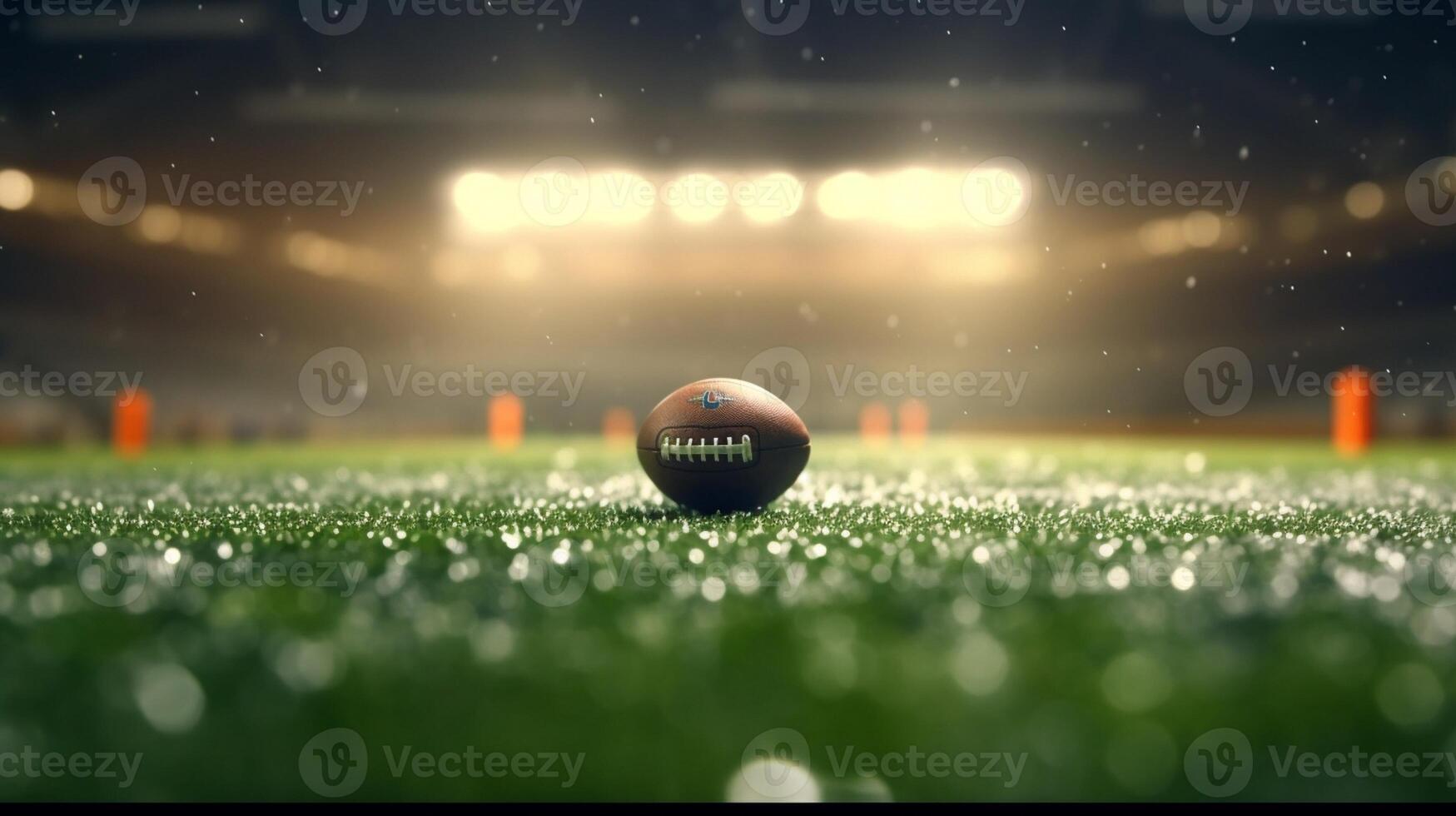 blurry photo of football field with goal, Generative AI 31181563 Stock