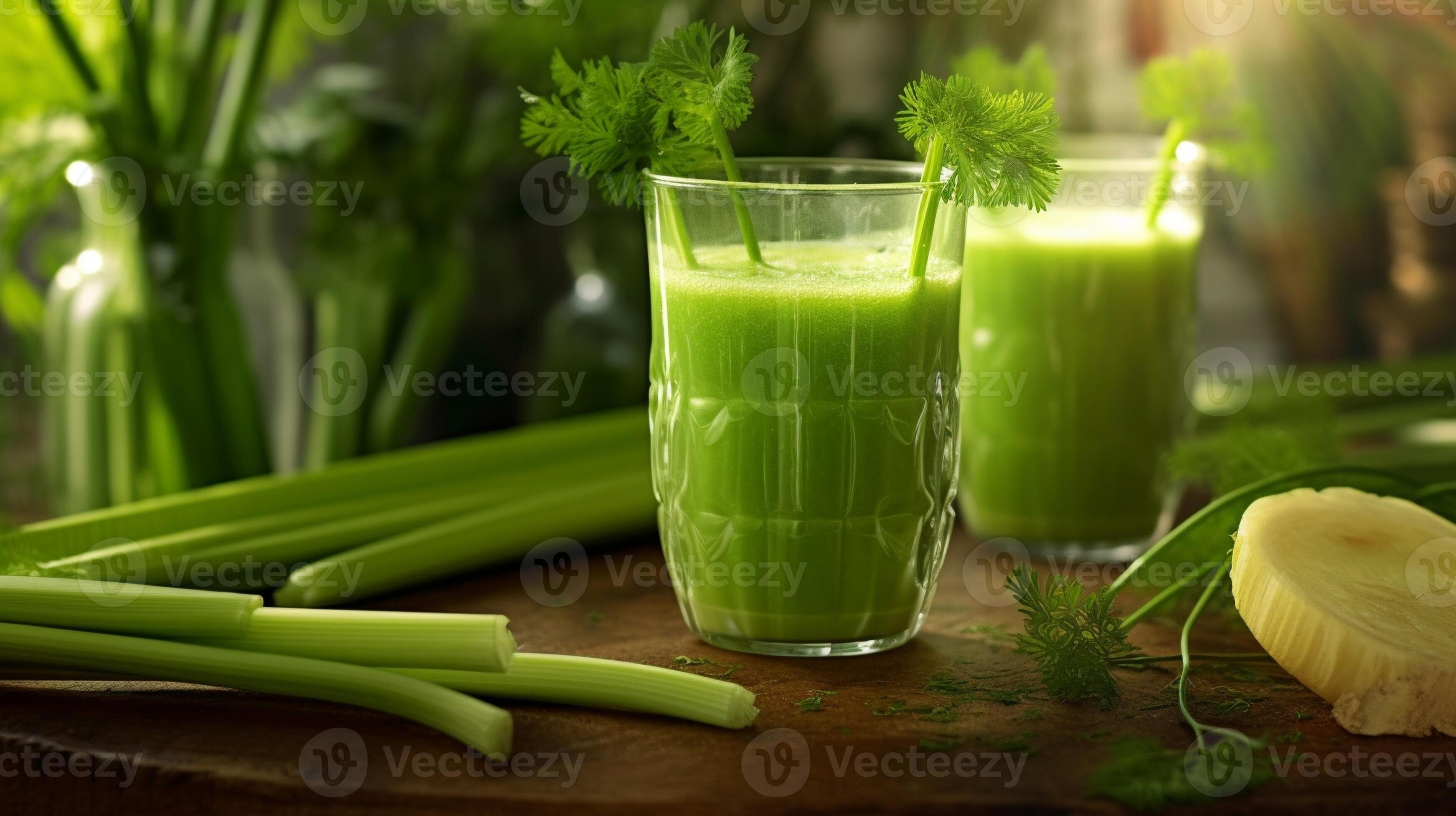 freshly squeezed healthy celery juice, Generative AI 31181972 Stock