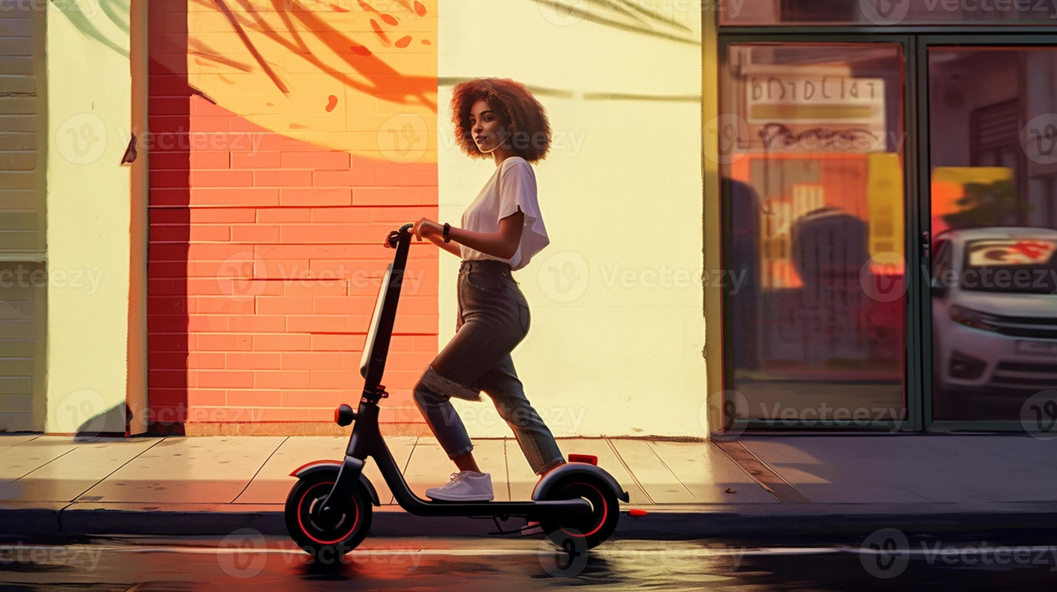 girl on scooter, Generative AI 31182003 Stock Photo at Vecteezy