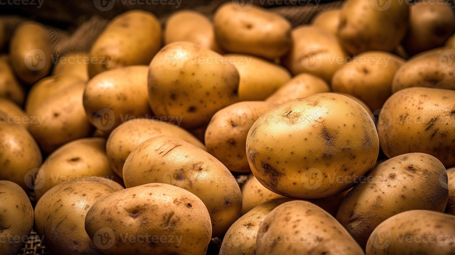 realista foto de un manojo de papa. parte superior ver vegetales escenario. ai generado