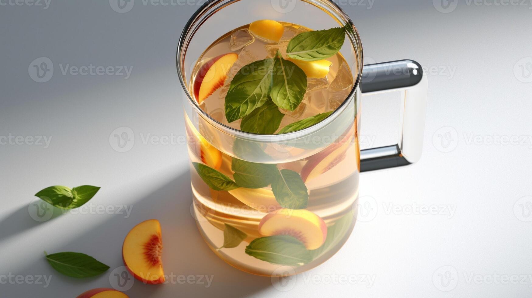orange and lemon water with basil, Generative AI 31182319 Stock Photo