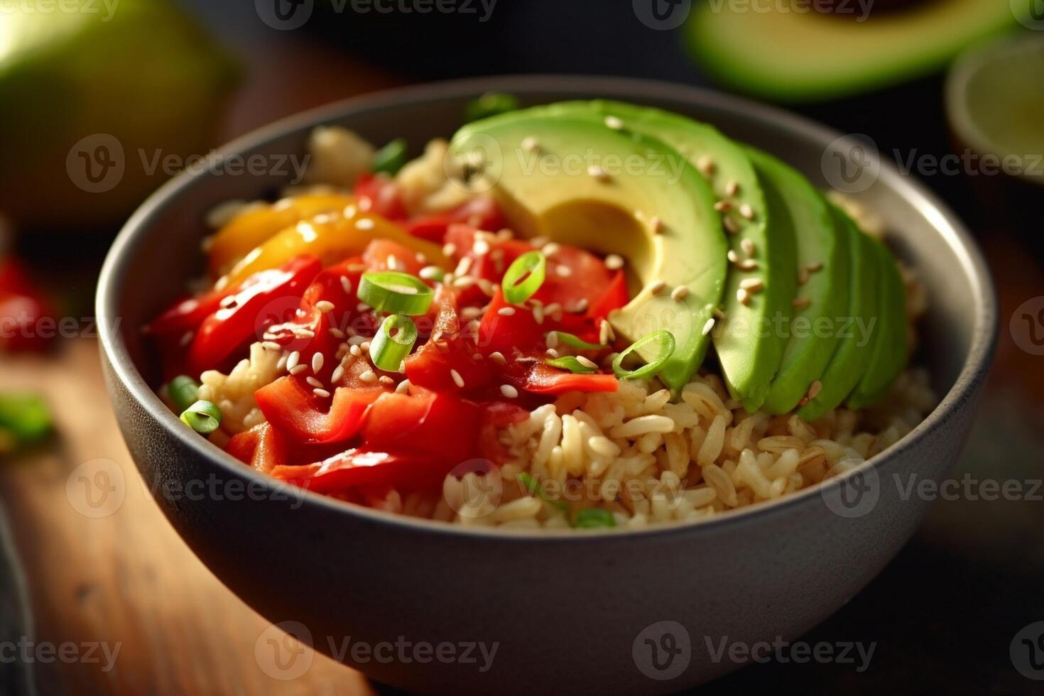 risotto with chicken and avocado, Generative AI 31182427 Stock Photo at