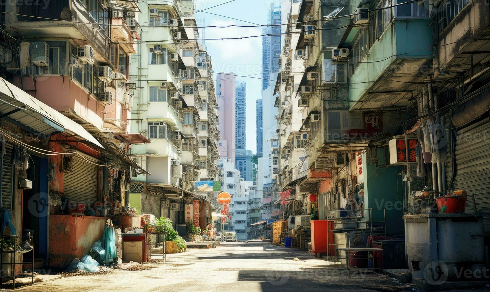 Daytime cityscape of Kowloon district. Created by AI photo