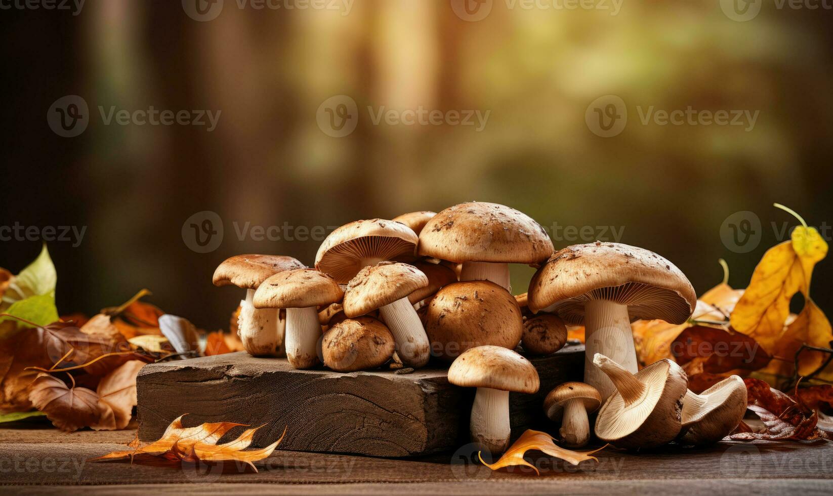 Close-up of assorted mushrooms. Created by AI photo