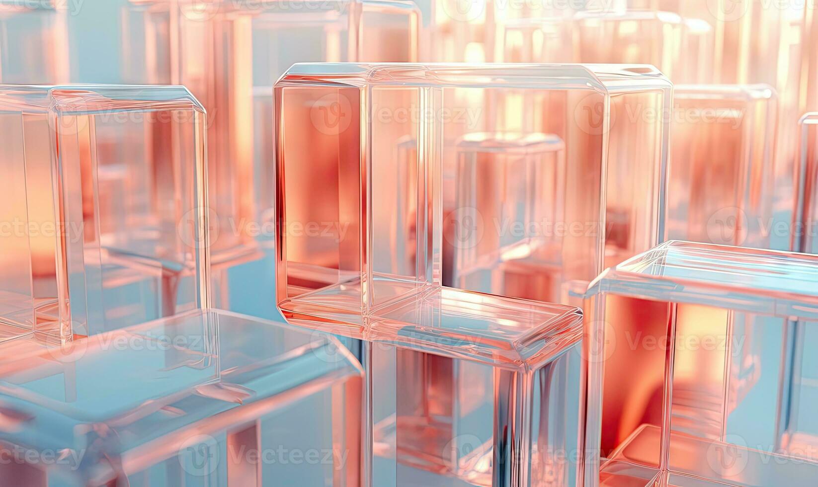 Futuristic glass cube structures depicting. Glassmorphism abstract design. Created by AI photo