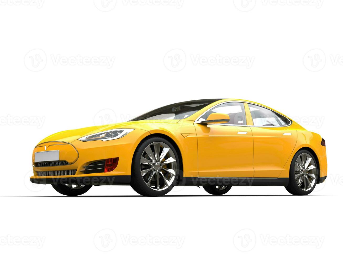 Summer sun yellow electric sports car - beauty shot photo