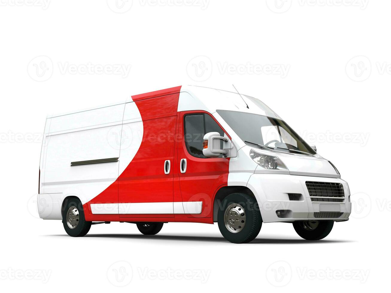 Big white delivery van with red details photo