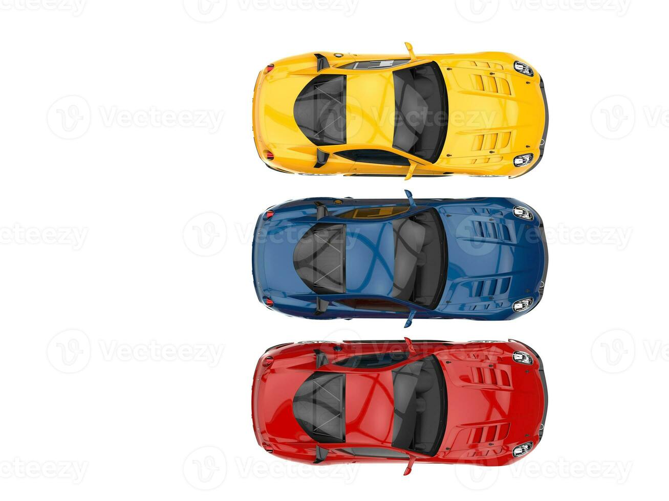 moderno Deportes carros en rojo, azul y amarillo aislado en blanco antecedentes foto
