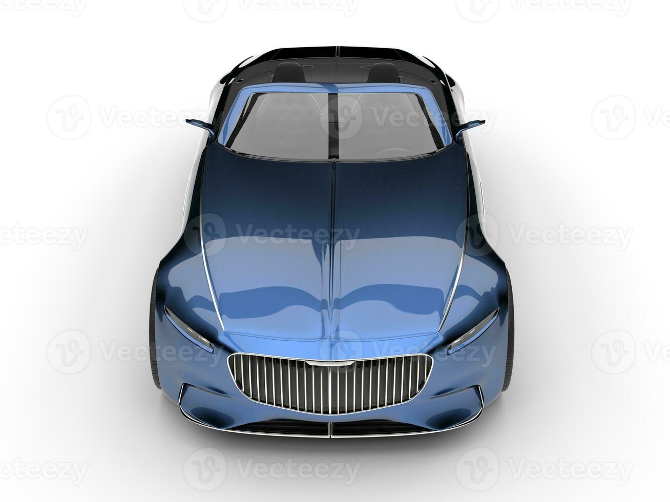 Metallic blue modern convertible concept car - front view photo