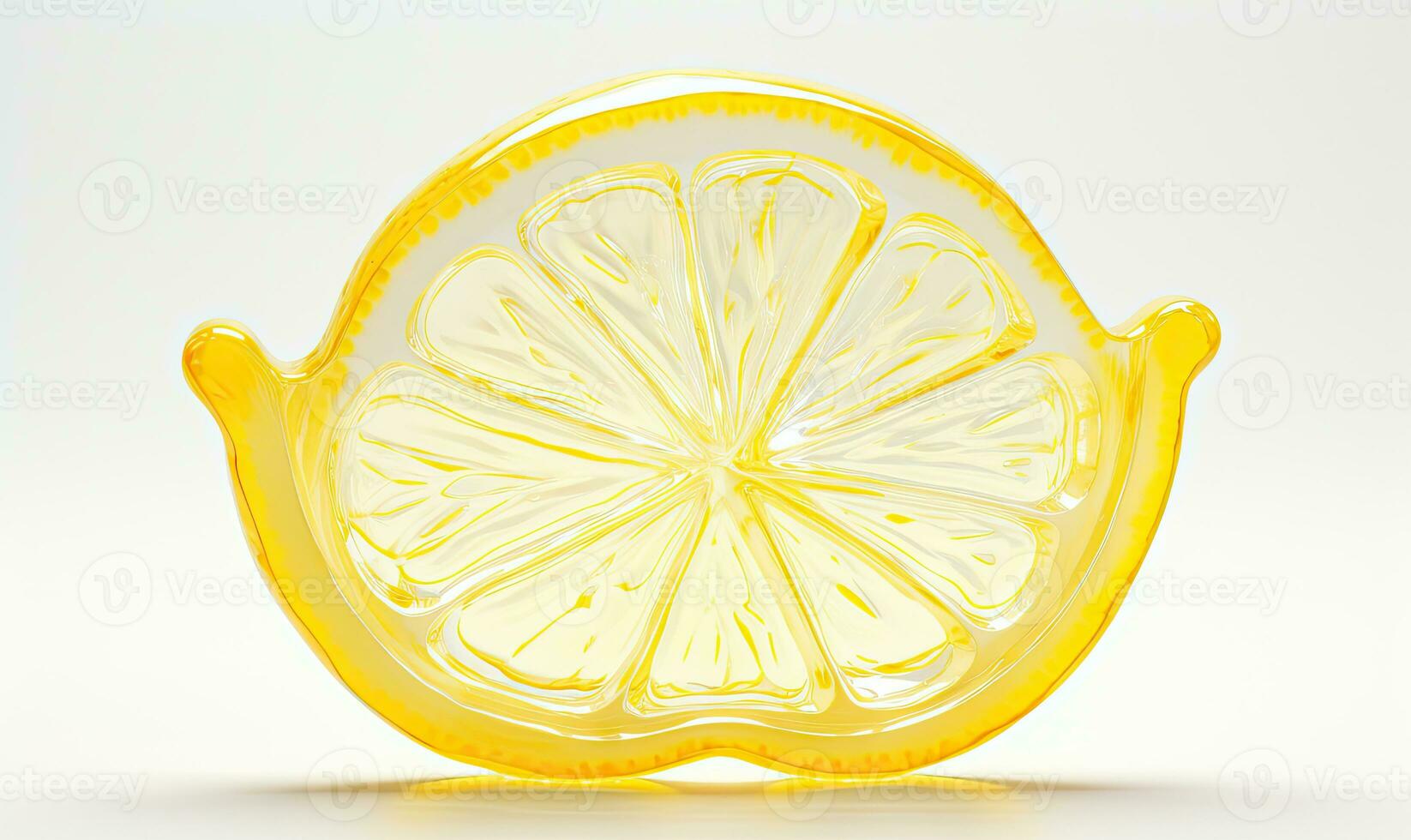 Lemon slice with a glassmorphism effect. Created by AI photo