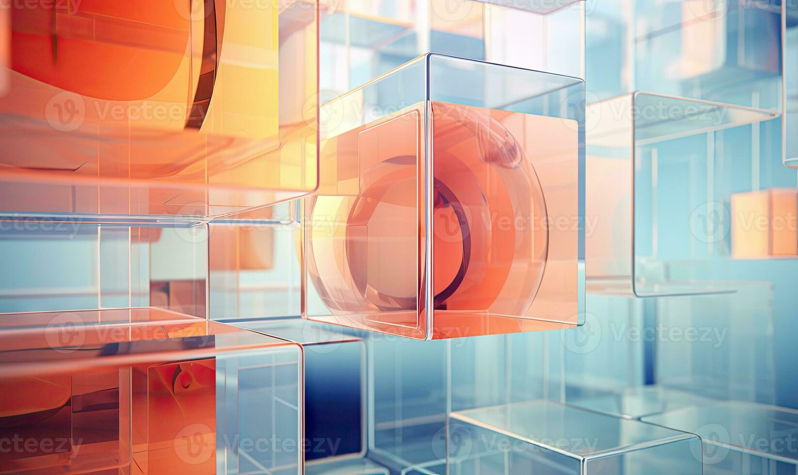Glassmorphism radiant glass cubes wallpaper. Created by AI photo