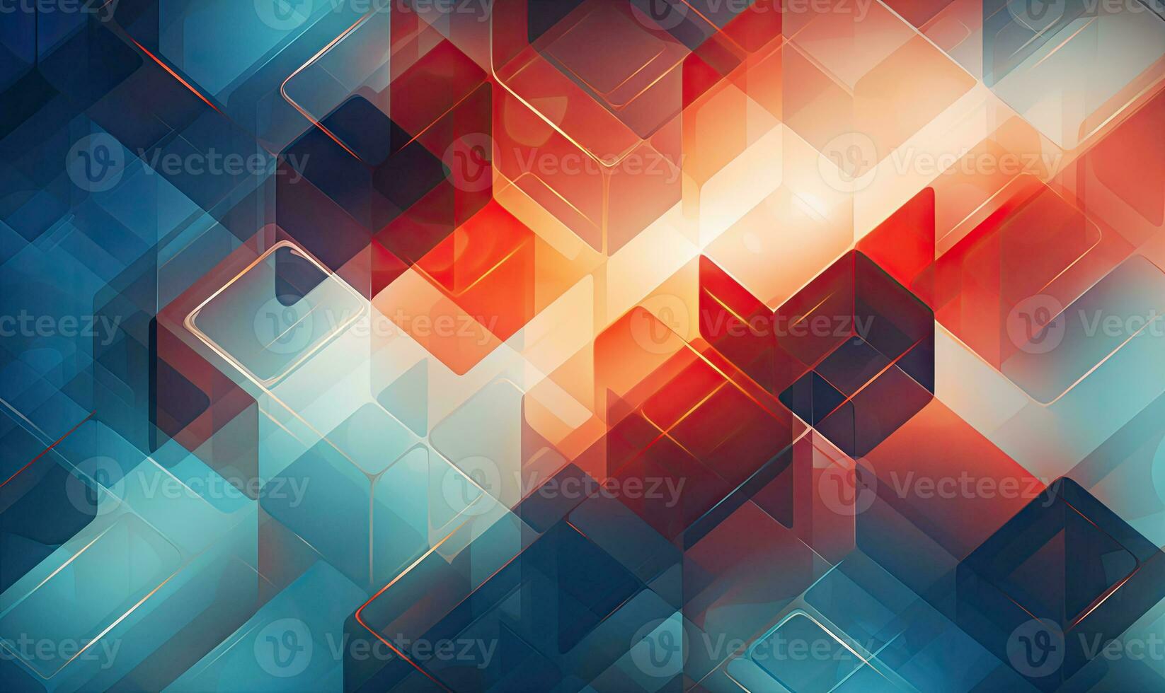 Vibrant geometric shapes in a dynamic arrangement. Created by AI photo