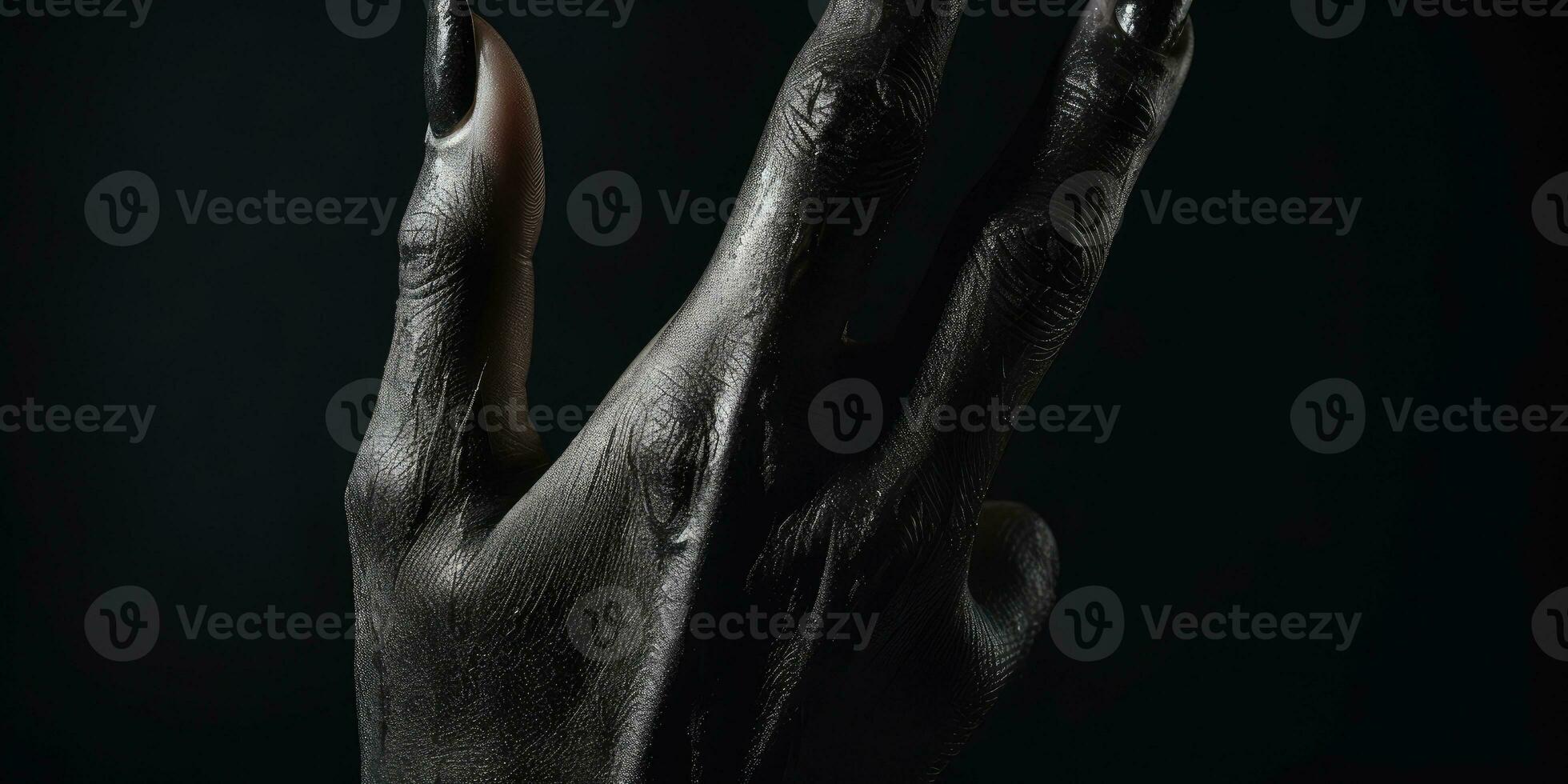 en el oscuridad, un de bruja manos. creado por ai foto