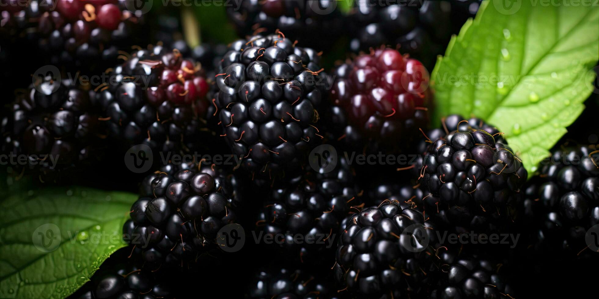 Vivid close-up of juicy blackberries. Created by AI tools photo