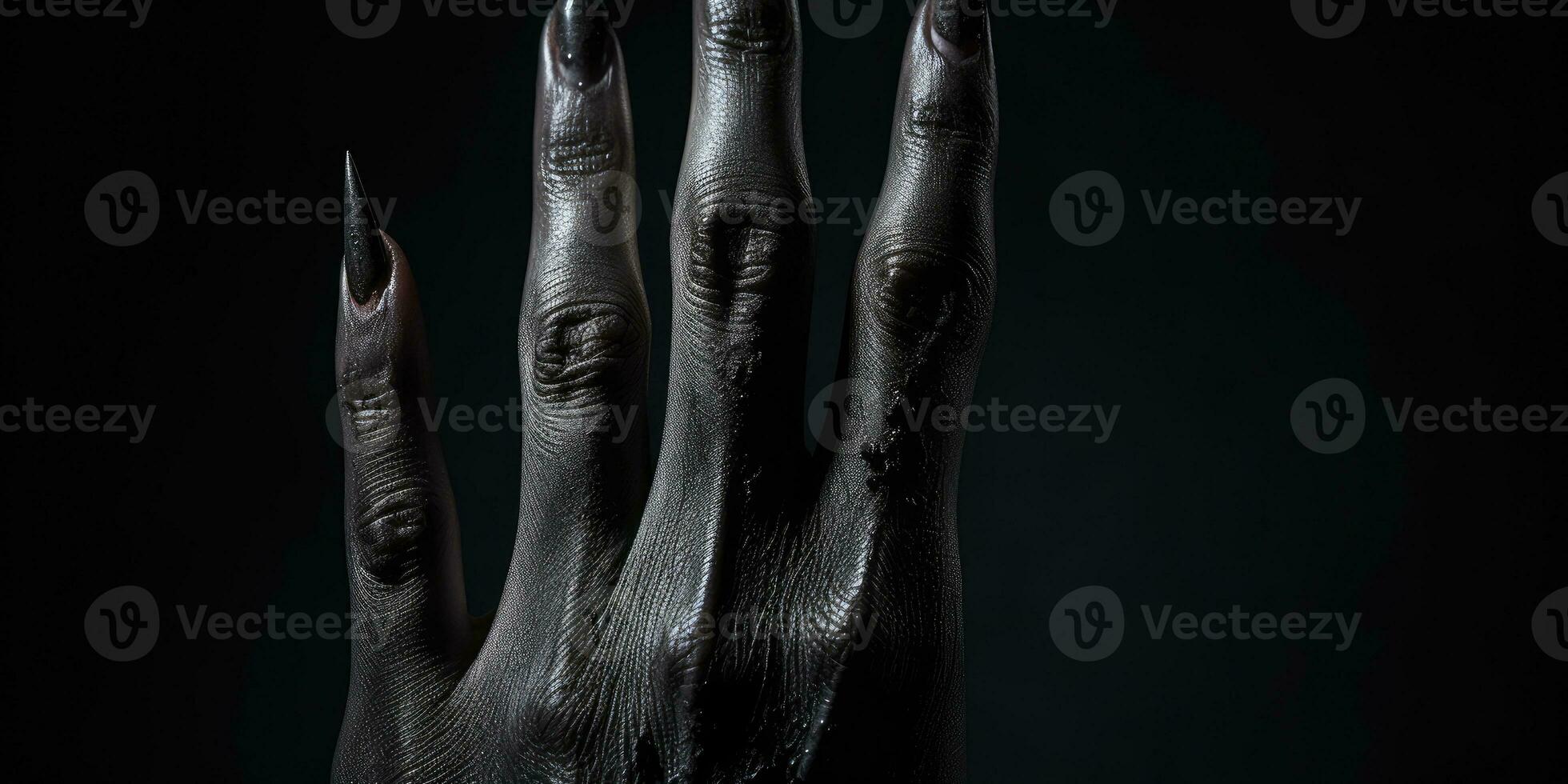 In the shadows, a witch's hands. AI Generative photo