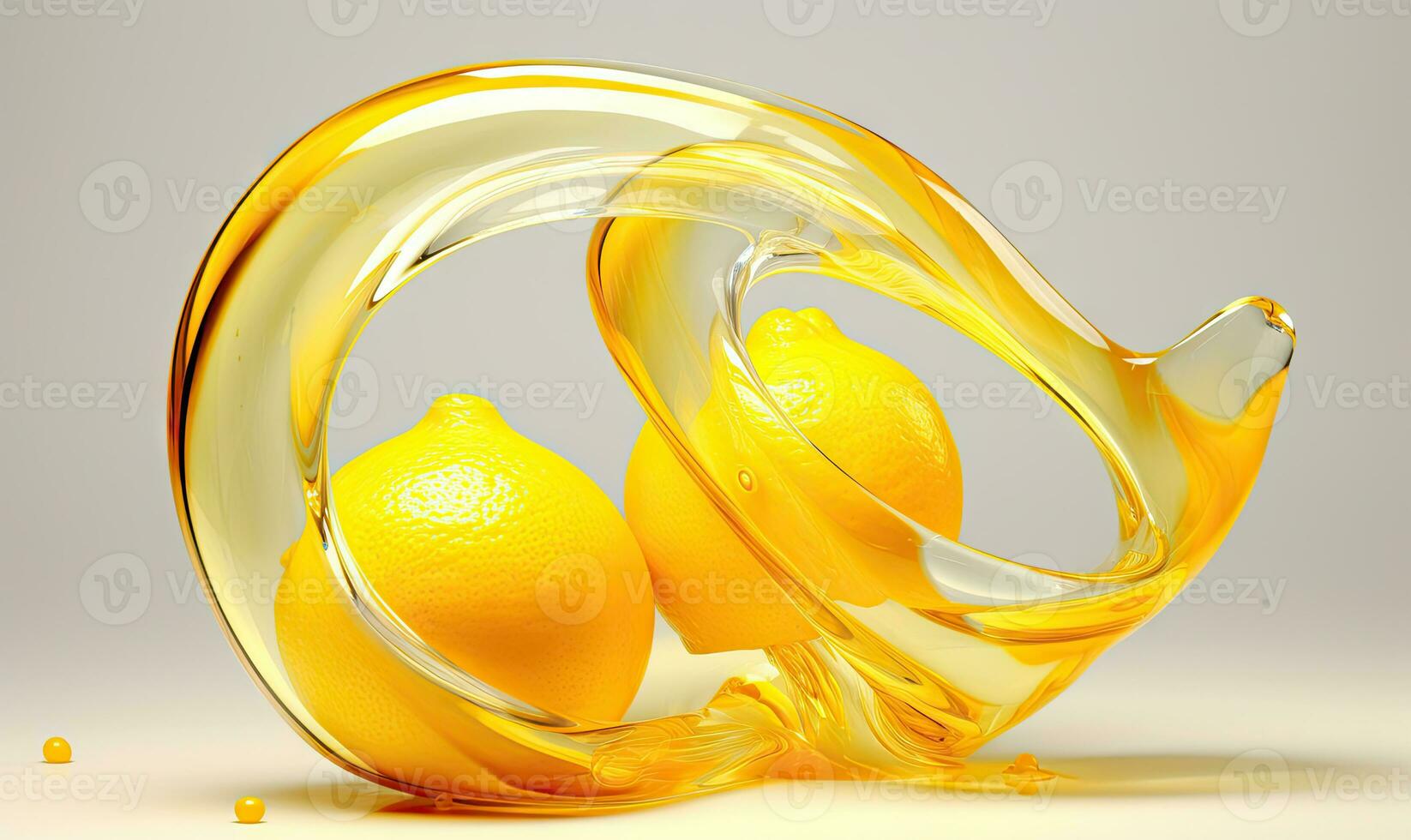 Lemon with a glass wave effect stands out. AI Generative photo
