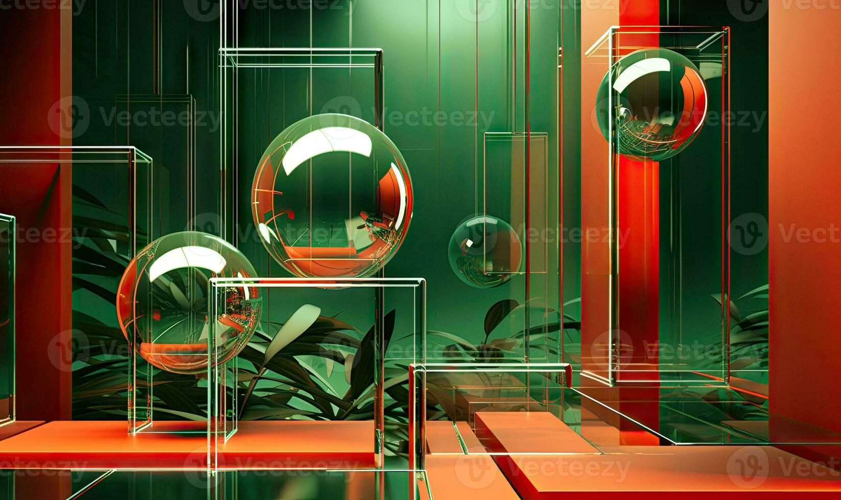 Modern space with glassmorphism elements. AI Generative photo