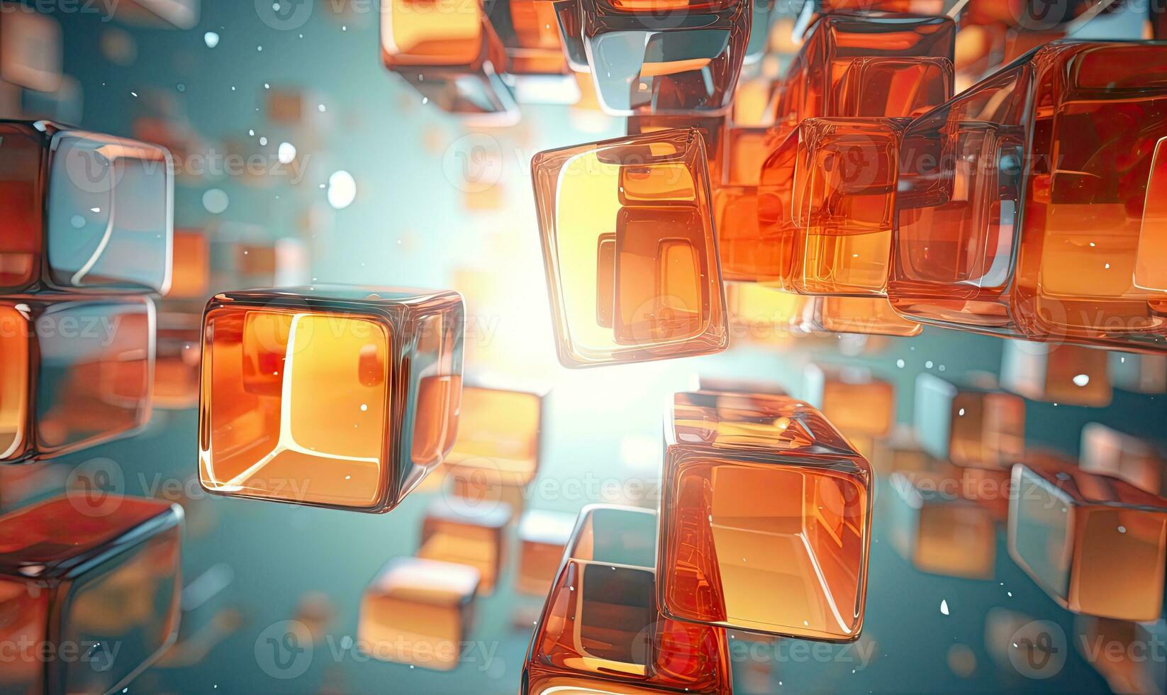 Surreal display of translucent abstract cubes. AI Generative photo