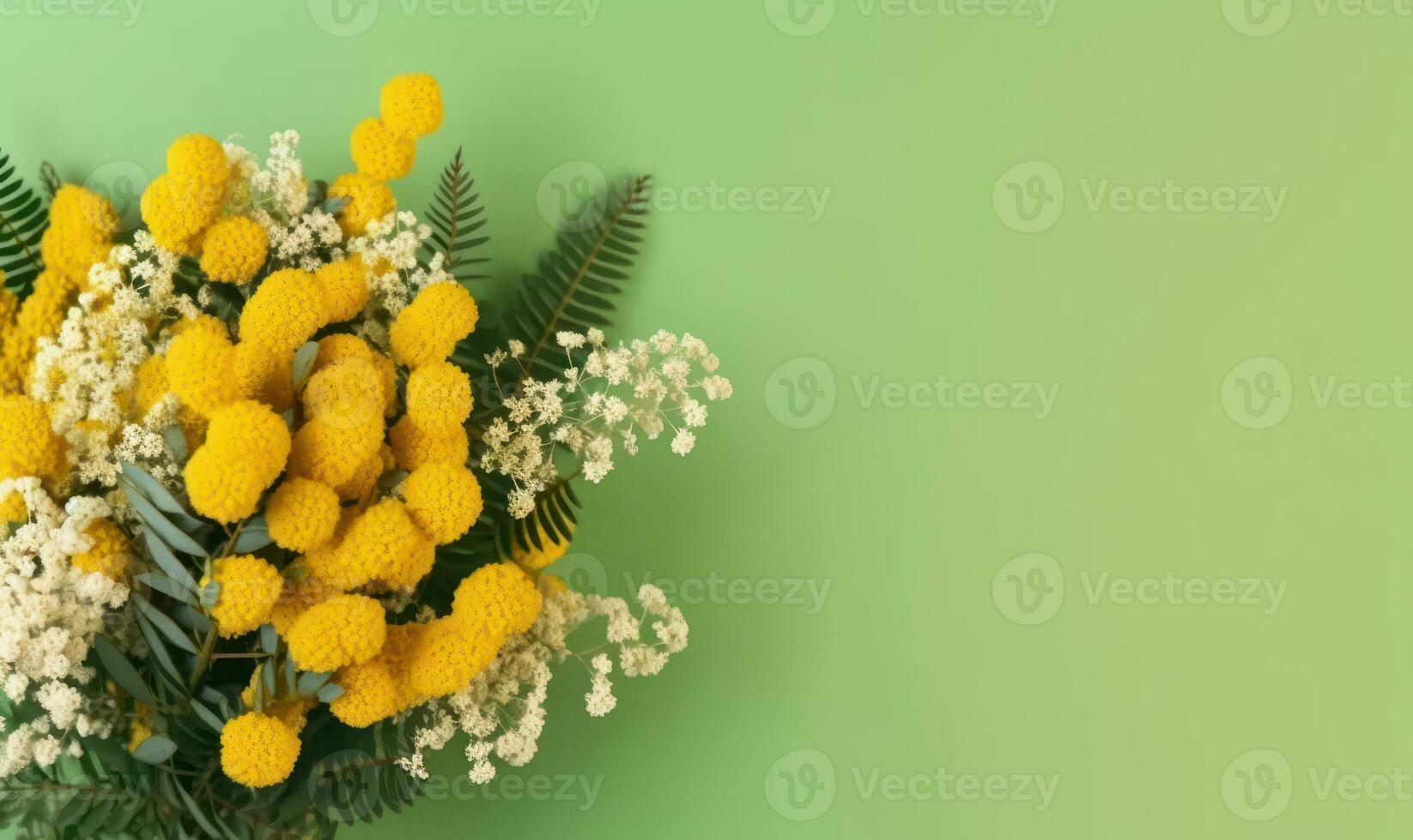 Vibrant bouquet of mimosa flowers. AI Generative photo