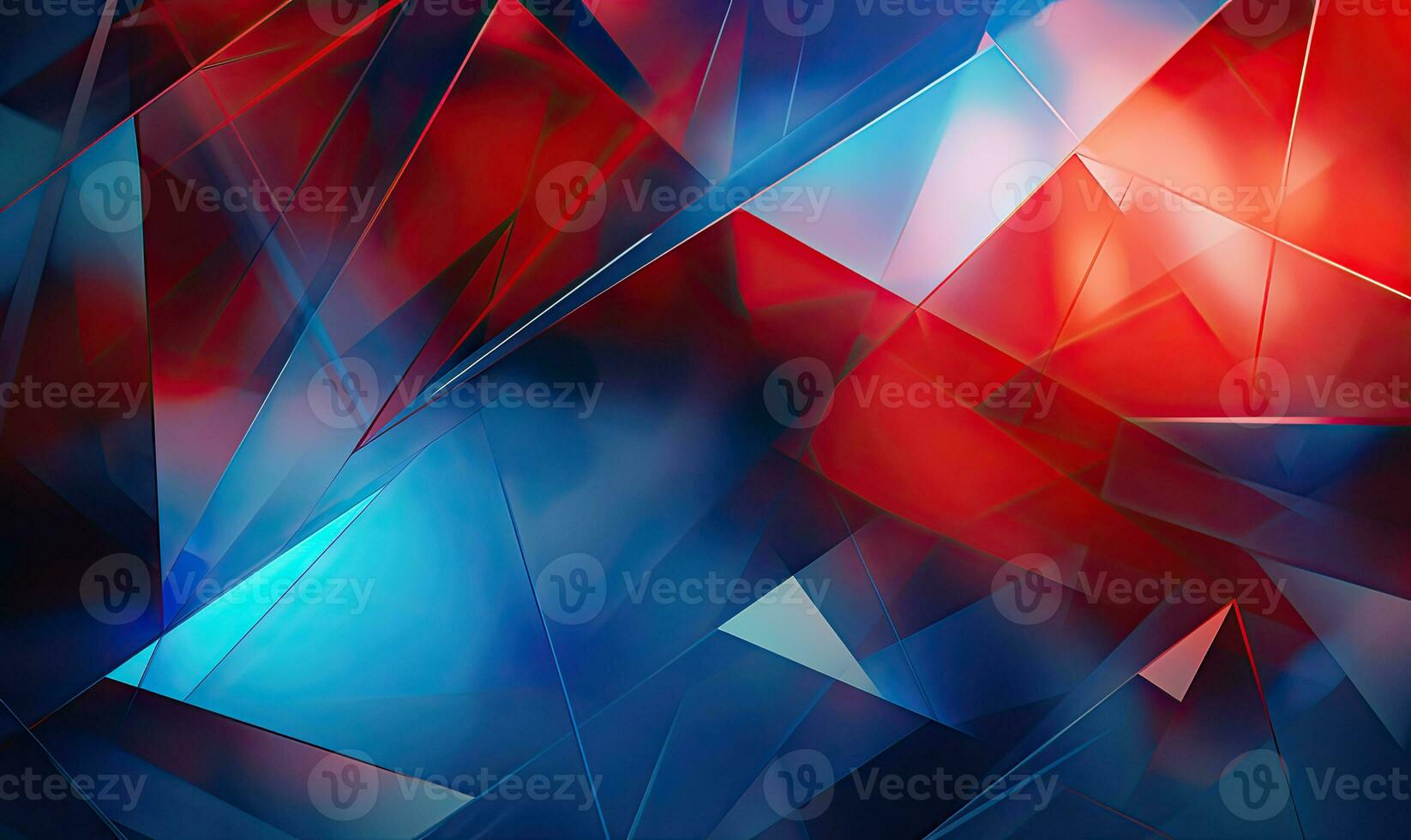 Striking abstract composition with triangular patterns in blue and red hues. AI Generative photo