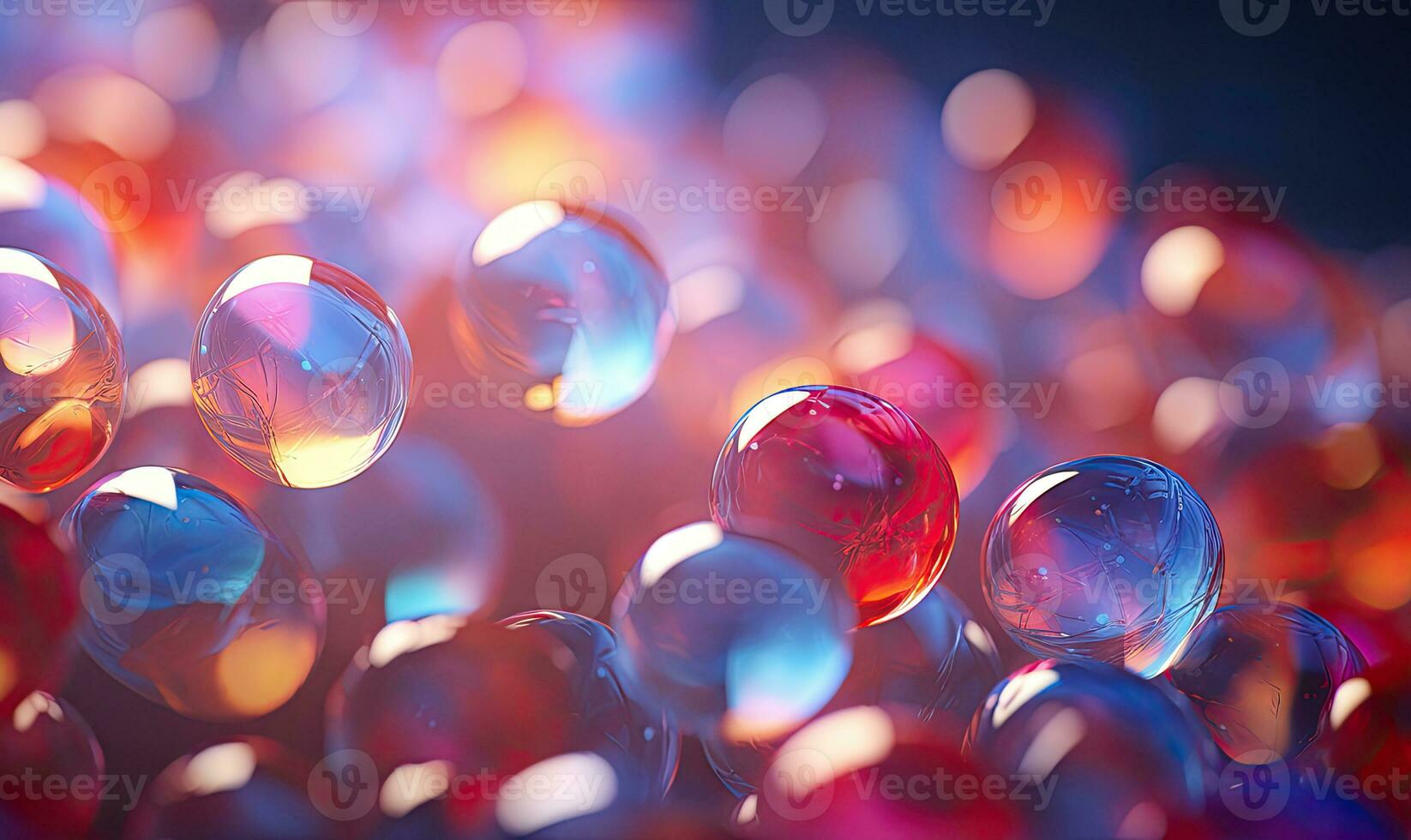 close-up composition of colorful glass bubbles. AI Generative photo