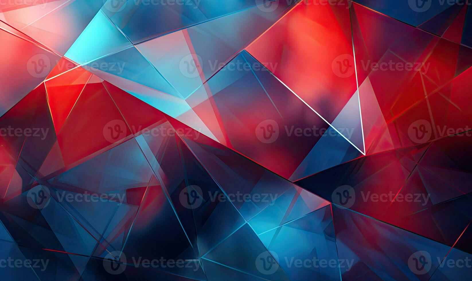 Striking abstract composition with triangular patterns in blue and red hues. AI Generative photo