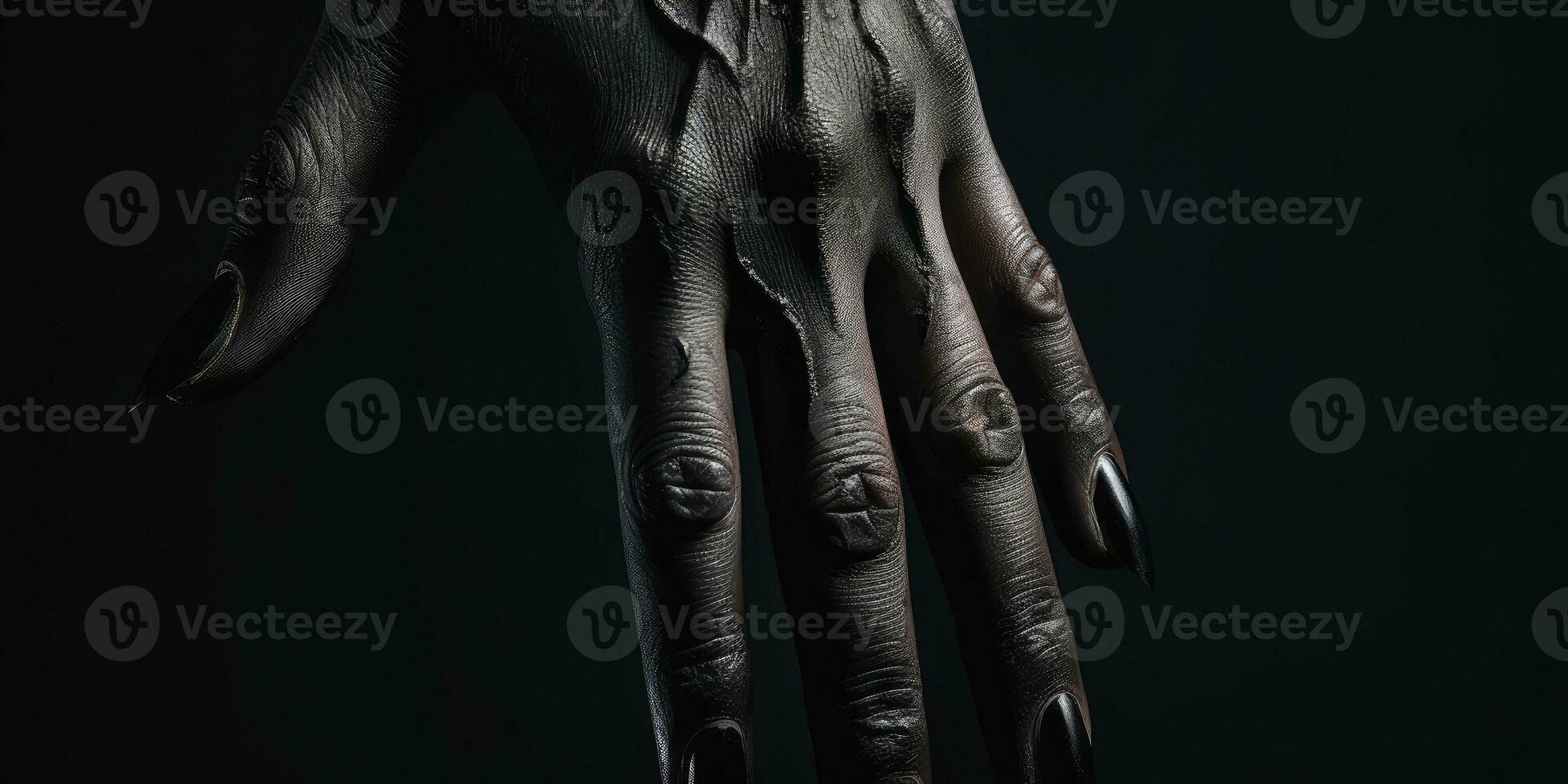 In the shadows, a witch's hands. AI Generative photo
