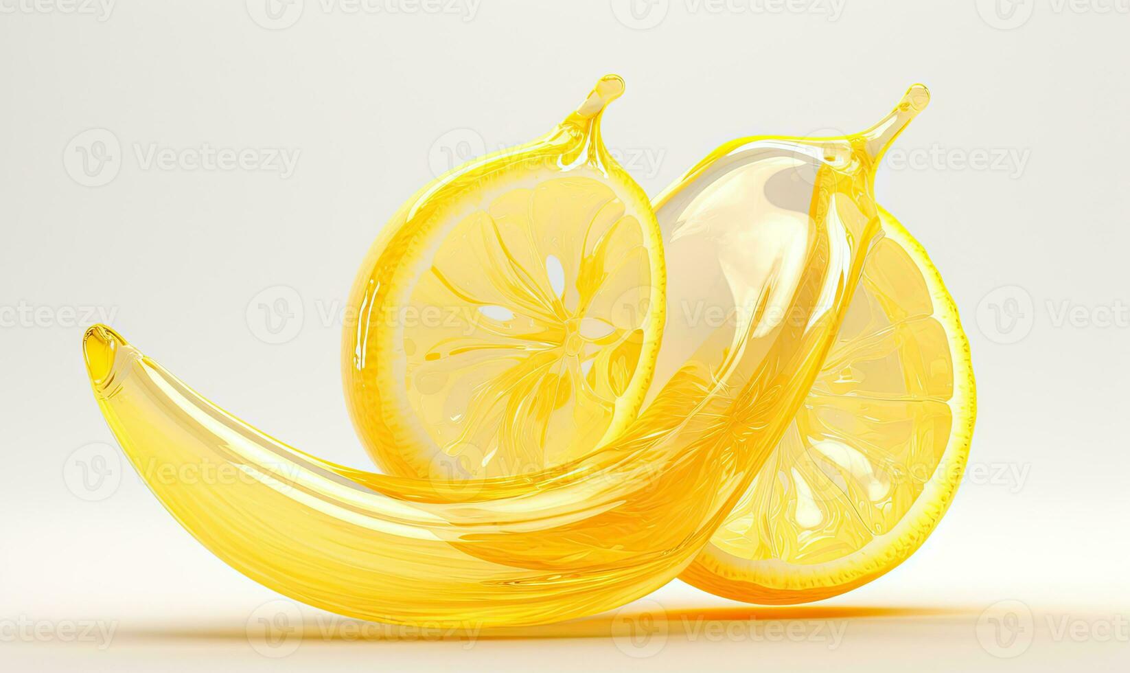 Lemon with a glass wave effect stands out. AI Generative photo