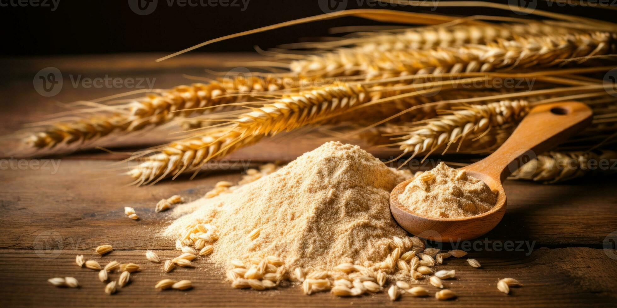 Close-up of wheat grains. AI Generative photo