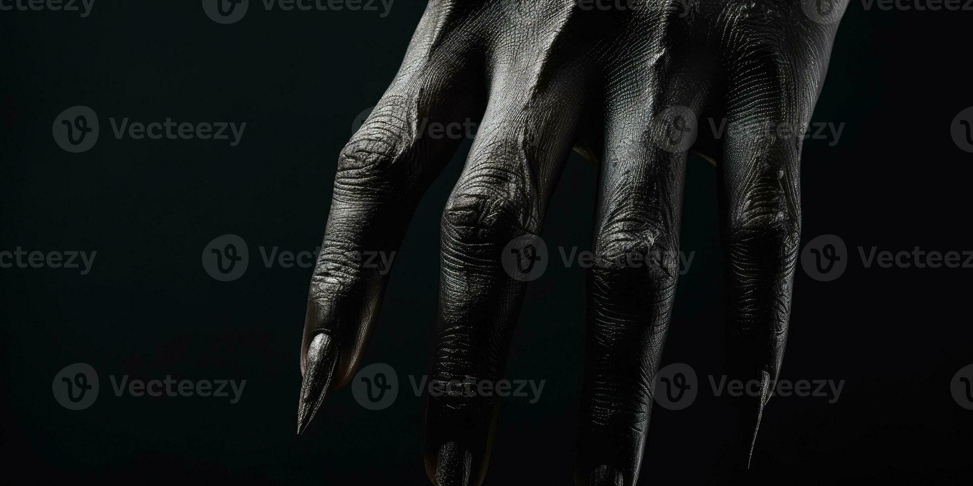 In the shadows, a witch's hands. AI Generative photo