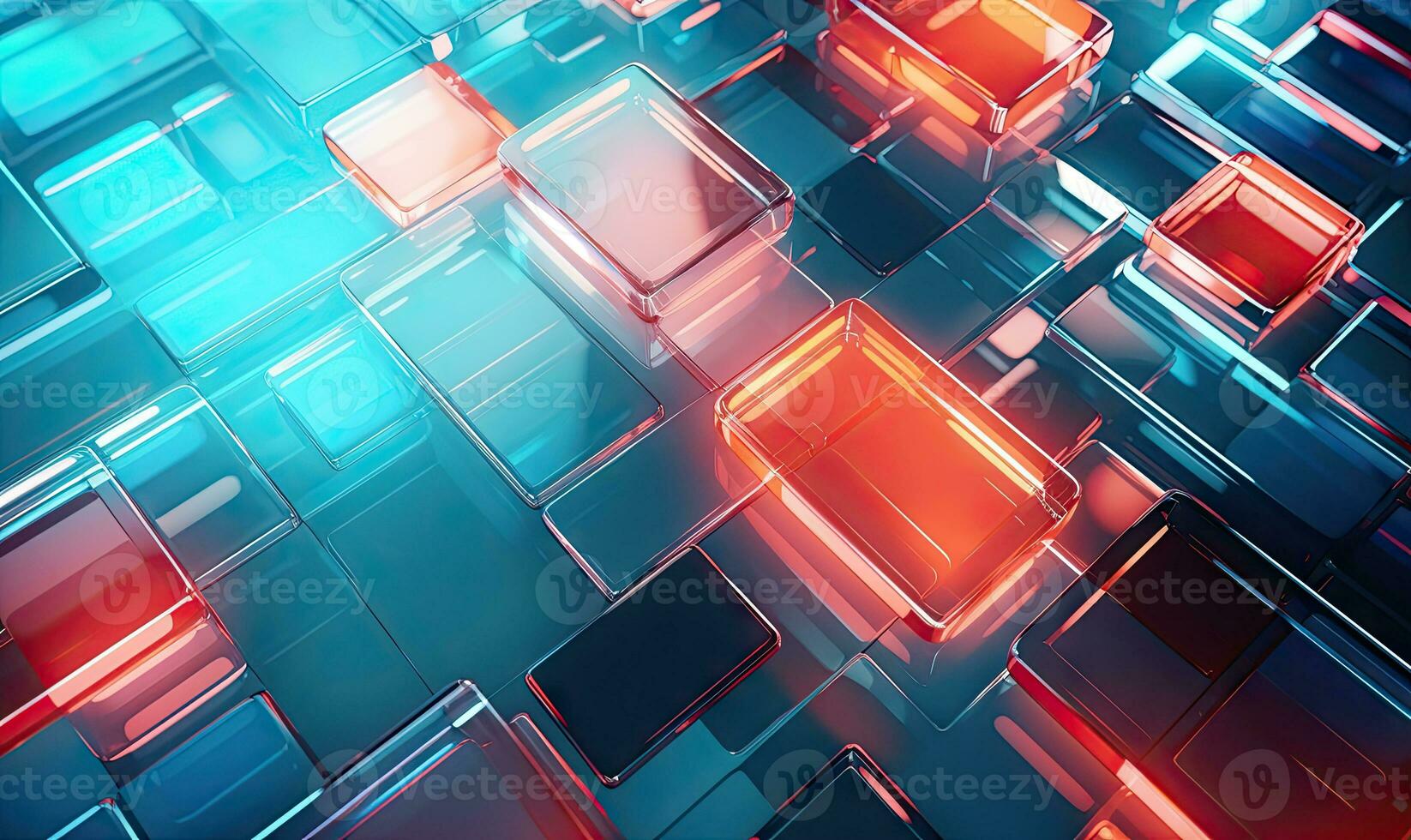 Glass morphism-inspired abstract geometric background. AI Generative photo