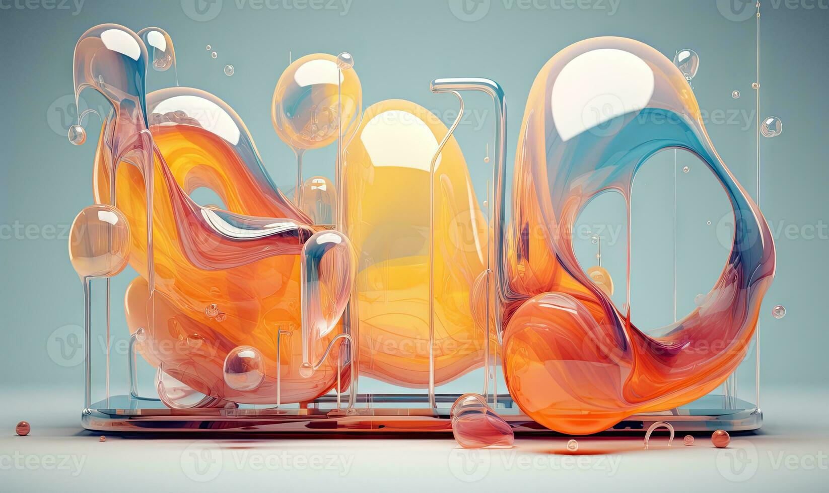 Vibrant 3D of swirling liquid in a glass vessel. AI Generative photo