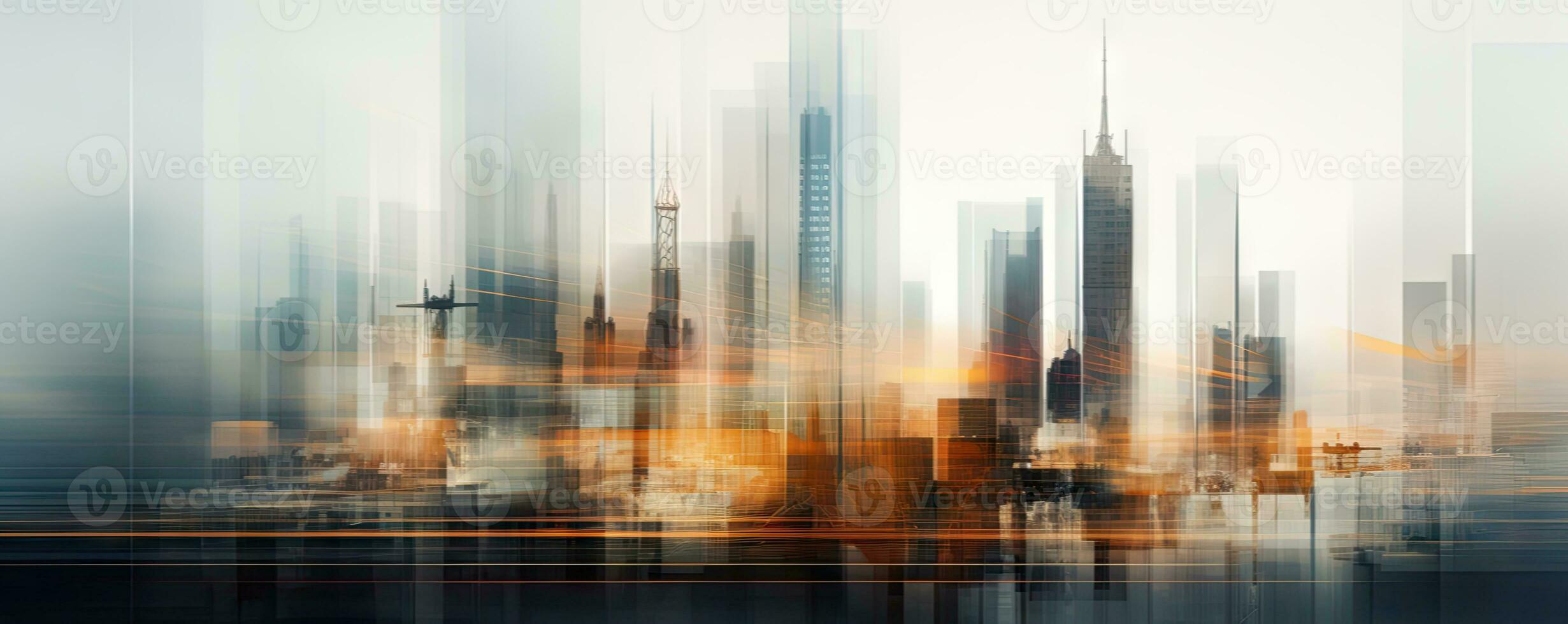 Blurred cityscape with high-rise buildings under construction. AI Generative photo