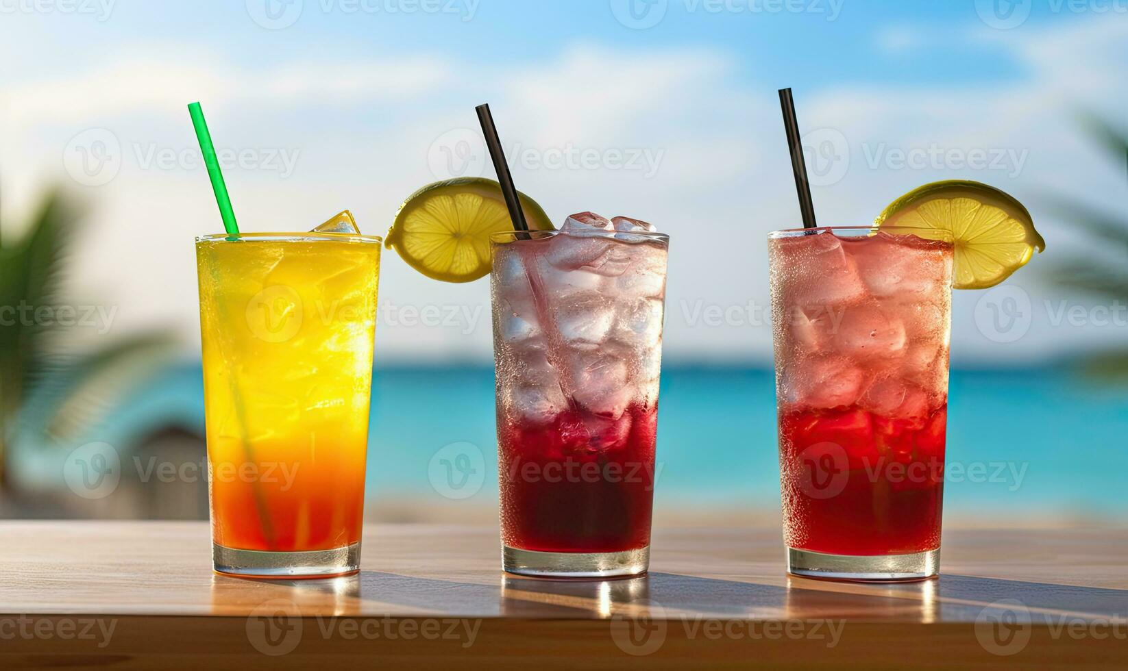 Assorted colorful beverages. AI Generative photo