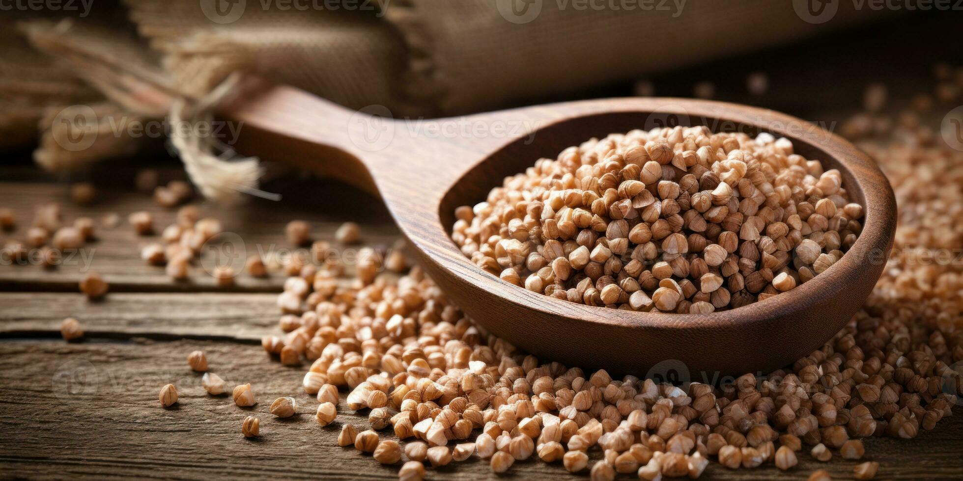 Close-up organic buckwheat seeds. AI Generative photo