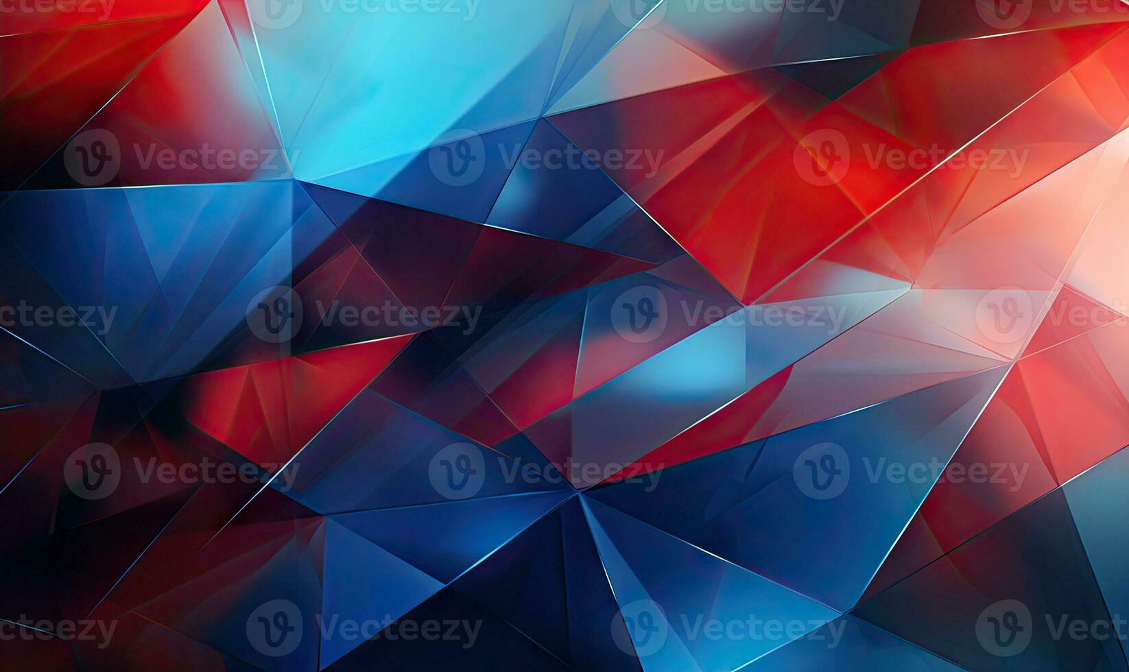 Striking abstract composition with triangular patterns in blue and red hues. AI Generative photo