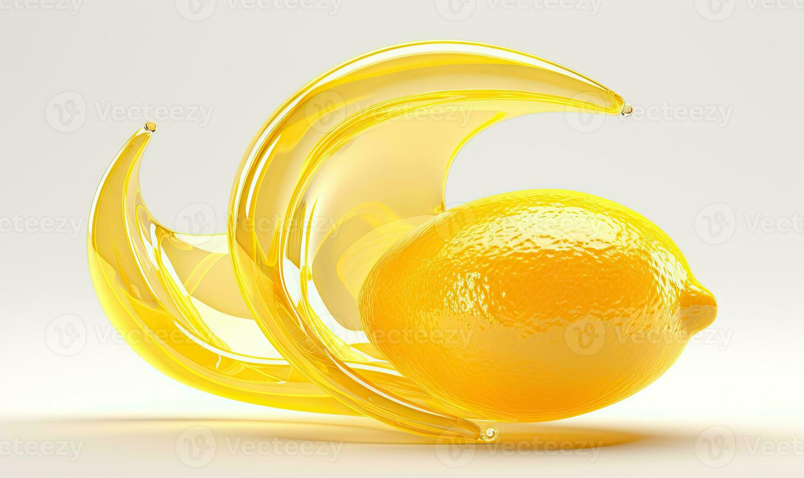 Lemon with a glass wave effect stands out. AI Generative photo
