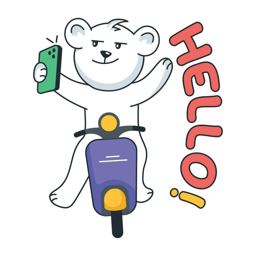 Trendy Bear Selfie vector