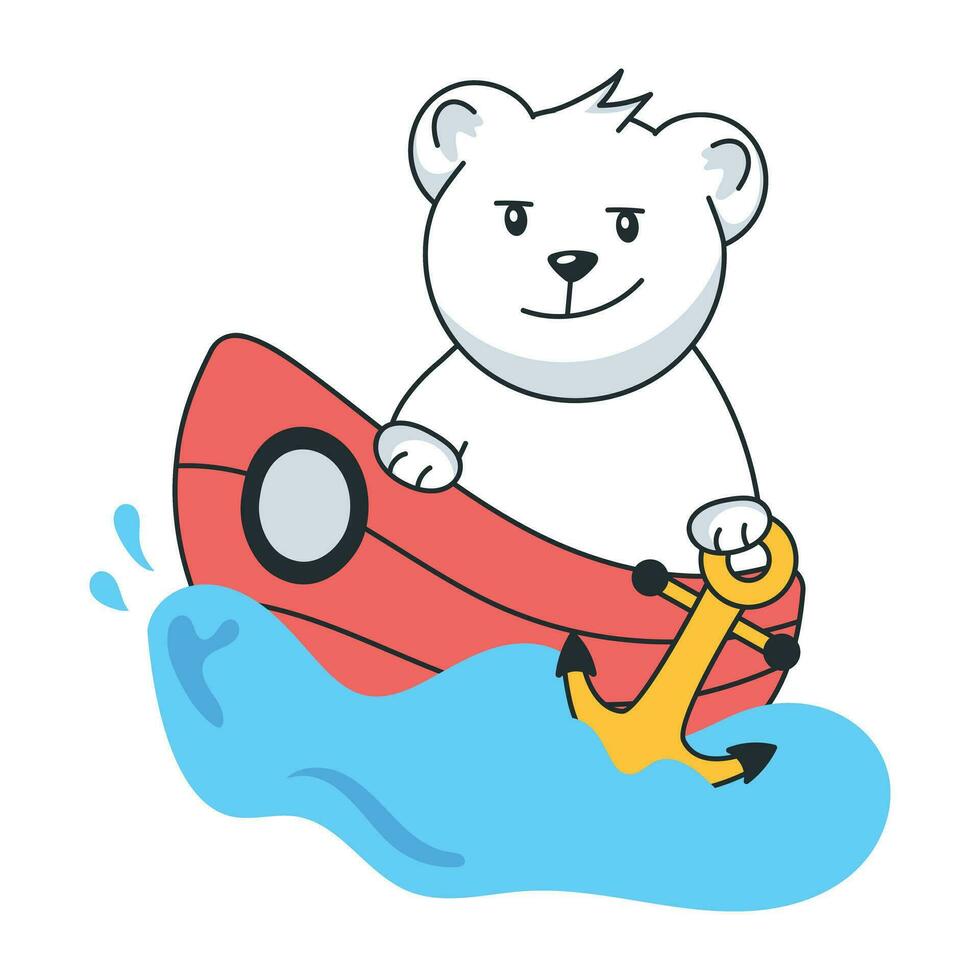 Trendy Bear Boating vector